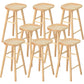 Modern Armless Backless Counter Stool Pine Wood Bar Stool with Pedal