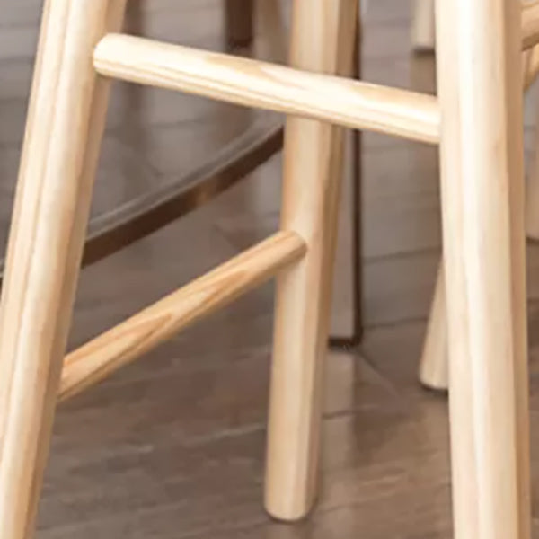 Modern Armless Backless Counter Stool Pine Wood Bar Stool with Pedal
