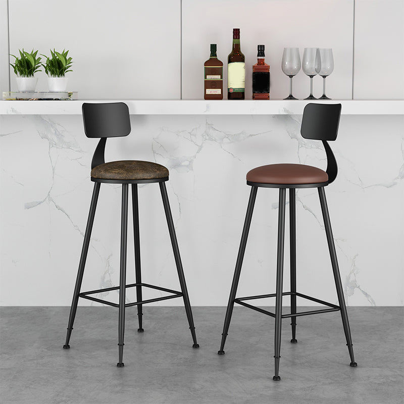 Industrial Armless Backrest Counter Stool Iron Dining Room Bar Stool with Pedal Clearhalo 'Bar Furniture' 'Bar Stools' 'bar_stools' 'furn' 'furn_bar_stools' 'Furniture' 'Kitchen & Dining Furniture' 6076577
