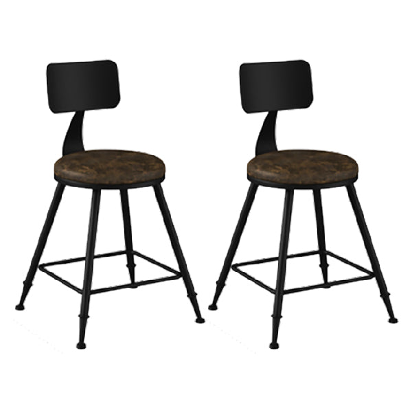Industrial Armless Backrest Counter Stool Iron Dining Room Bar Stool with Pedal Tan 2 Piece Set Short Stool(18"H) Clearhalo 'Bar Furniture' 'Bar Stools' 'bar_stools' 'furn' 'furn_bar_stools' 'Furniture' 'Kitchen & Dining Furniture' 6076580