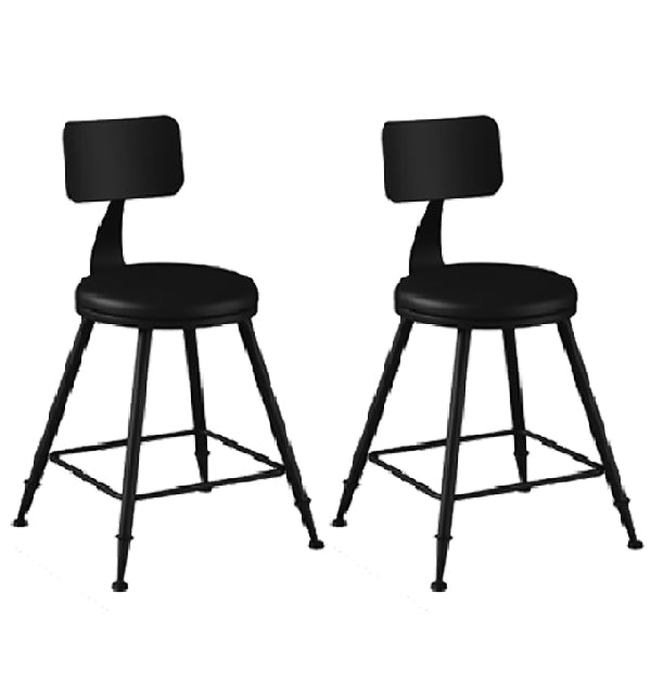Industrial Armless Backrest Counter Stool Iron Dining Room Bar Stool with Pedal Black 2 Piece Set Short Stool(18"H) Clearhalo 'Bar Furniture' 'Bar Stools' 'bar_stools' 'furn' 'furn_bar_stools' 'Furniture' 'Kitchen & Dining Furniture' 6076582