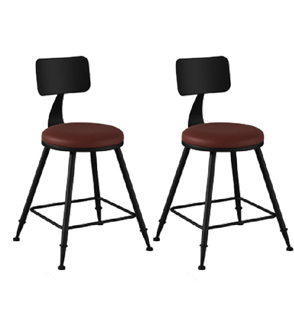 Industrial Armless Backrest Counter Stool Iron Dining Room Bar Stool with Pedal Brown 2 Piece Set Short Stool(18"H) Clearhalo 'Bar Furniture' 'Bar Stools' 'bar_stools' 'furn' 'furn_bar_stools' 'Furniture' 'Kitchen & Dining Furniture' 6076585