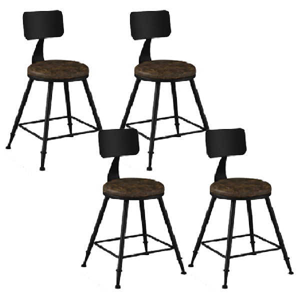 Industrial Armless Backrest Counter Stool Iron Dining Room Bar Stool with Pedal Tan 4 Piece Set Short Stool(18"H) Clearhalo 'Bar Furniture' 'Bar Stools' 'bar_stools' 'furn' 'furn_bar_stools' 'Furniture' 'Kitchen & Dining Furniture' 6076587