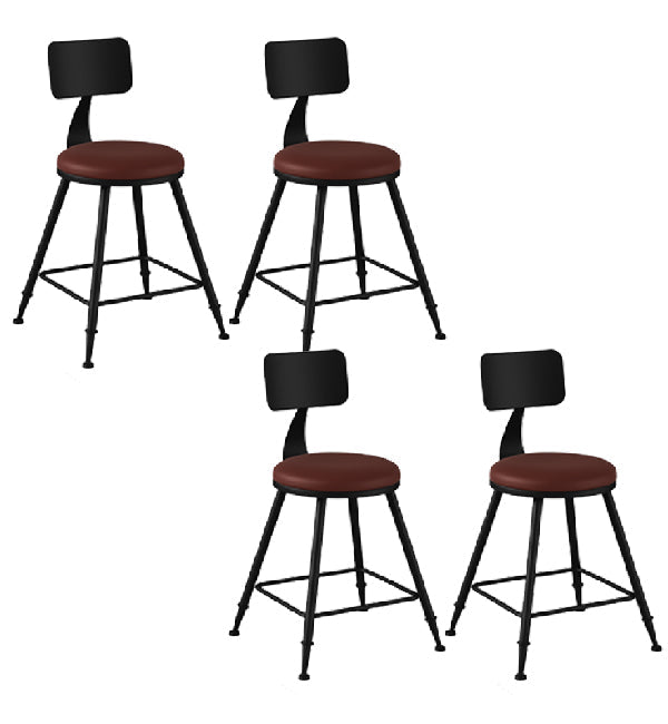 Industrial Armless Backrest Counter Stool Iron Dining Room Bar Stool with Pedal Brown 4 Piece Set Short Stool(18"H) Clearhalo 'Bar Furniture' 'Bar Stools' 'bar_stools' 'furn' 'furn_bar_stools' 'Furniture' 'Kitchen & Dining Furniture' 6076589