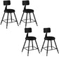 Industrial Armless Backrest Counter Stool Iron Dining Room Bar Stool with Pedal Black 4 Piece Set Short Stool(18"H) Clearhalo 'Bar Furniture' 'Bar Stools' 'bar_stools' 'furn' 'furn_bar_stools' 'Furniture' 'Kitchen & Dining Furniture' 6076590