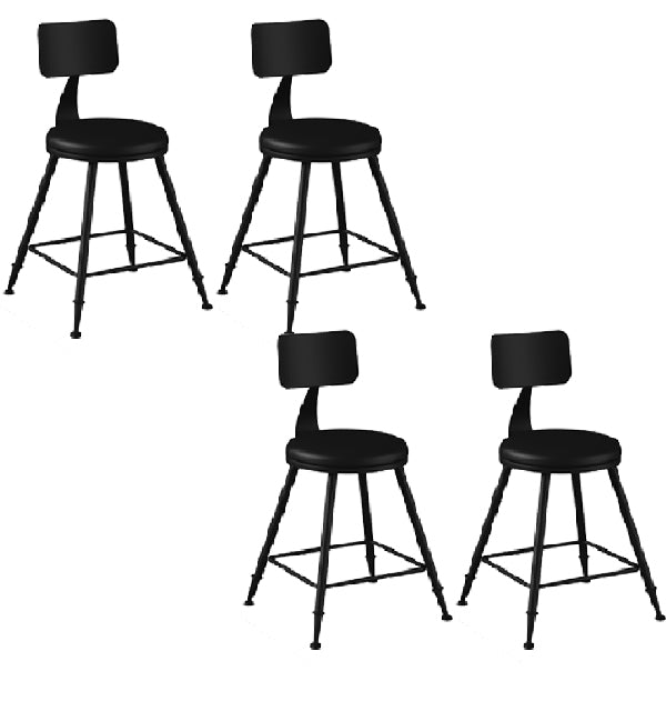 Industrial Armless Backrest Counter Stool Iron Dining Room Bar Stool with Pedal Black 4 Piece Set Short Stool(18"H) Clearhalo 'Bar Furniture' 'Bar Stools' 'bar_stools' 'furn' 'furn_bar_stools' 'Furniture' 'Kitchen & Dining Furniture' 6076590
