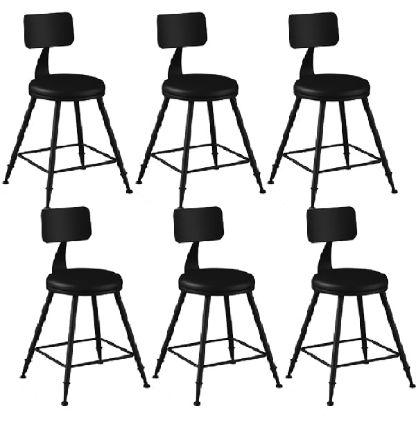 Industrial Armless Backrest Counter Stool Iron Dining Room Bar Stool with Pedal Black 6 Piece Set Short Stool(18"H) Clearhalo 'Bar Furniture' 'Bar Stools' 'bar_stools' 'furn' 'furn_bar_stools' 'Furniture' 'Kitchen & Dining Furniture' 6076593
