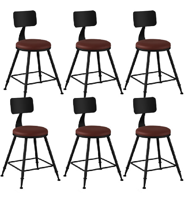 Industrial Armless Backrest Counter Stool Iron Dining Room Bar Stool with Pedal Brown 6 Piece Set Short Stool(18"H) Clearhalo 'Bar Furniture' 'Bar Stools' 'bar_stools' 'furn' 'furn_bar_stools' 'Furniture' 'Kitchen & Dining Furniture' 6076594