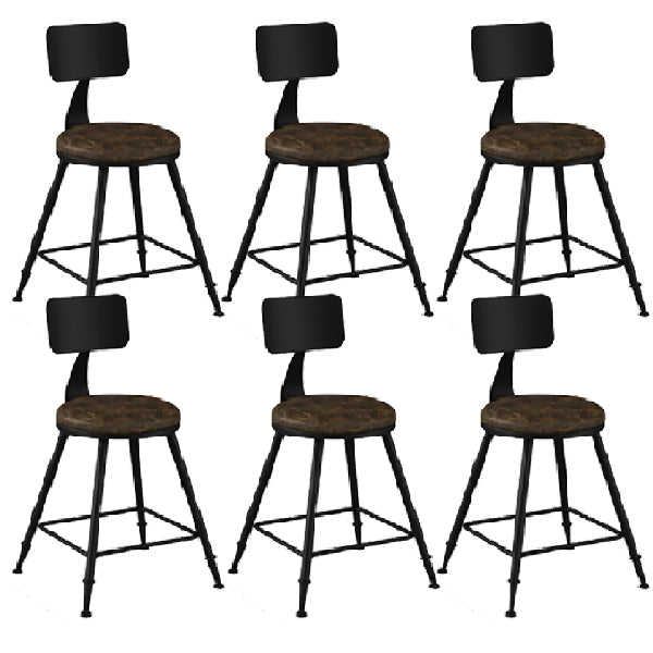 Industrial Armless Backrest Counter Stool Iron Dining Room Bar Stool with Pedal Tan 6 Piece Set Short Stool(18"H) Clearhalo 'Bar Furniture' 'Bar Stools' 'bar_stools' 'furn' 'furn_bar_stools' 'Furniture' 'Kitchen & Dining Furniture' 6076596