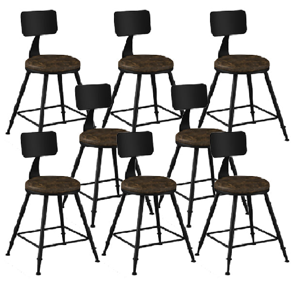 Industrial Armless Backrest Counter Stool Iron Dining Room Bar Stool with Pedal Tan 8 Piece Set Short Stool(18"H) Clearhalo 'Bar Furniture' 'Bar Stools' 'bar_stools' 'furn' 'furn_bar_stools' 'Furniture' 'Kitchen & Dining Furniture' 6076597