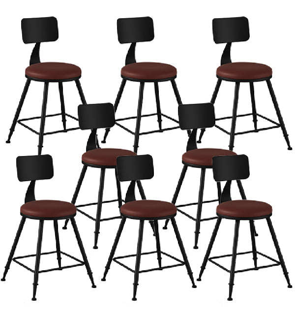 Industrial Armless Backrest Counter Stool Iron Dining Room Bar Stool with Pedal Brown 8 Piece Set Short Stool(18"H) Clearhalo 'Bar Furniture' 'Bar Stools' 'bar_stools' 'furn' 'furn_bar_stools' 'Furniture' 'Kitchen & Dining Furniture' 6076598