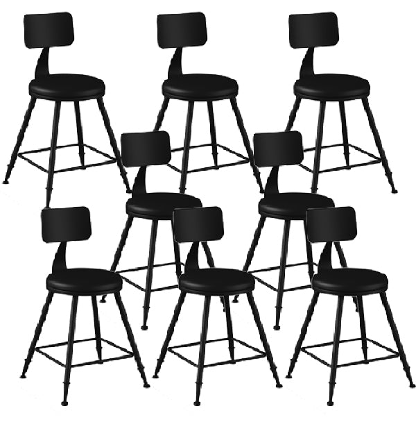 Industrial Armless Backrest Counter Stool Iron Dining Room Bar Stool with Pedal Black 8 Piece Set Short Stool(18"H) Clearhalo 'Bar Furniture' 'Bar Stools' 'bar_stools' 'furn' 'furn_bar_stools' 'Furniture' 'Kitchen & Dining Furniture' 6076599