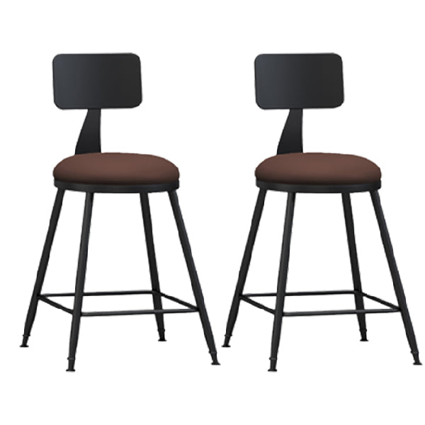 Industrial Armless Backrest Counter Stool Iron Dining Room Bar Stool with Pedal Brown 2 Piece Set Short Stool(22"H) Clearhalo 'Bar Furniture' 'Bar Stools' 'bar_stools' 'furn' 'furn_bar_stools' 'Furniture' 'Kitchen & Dining Furniture' 6076601