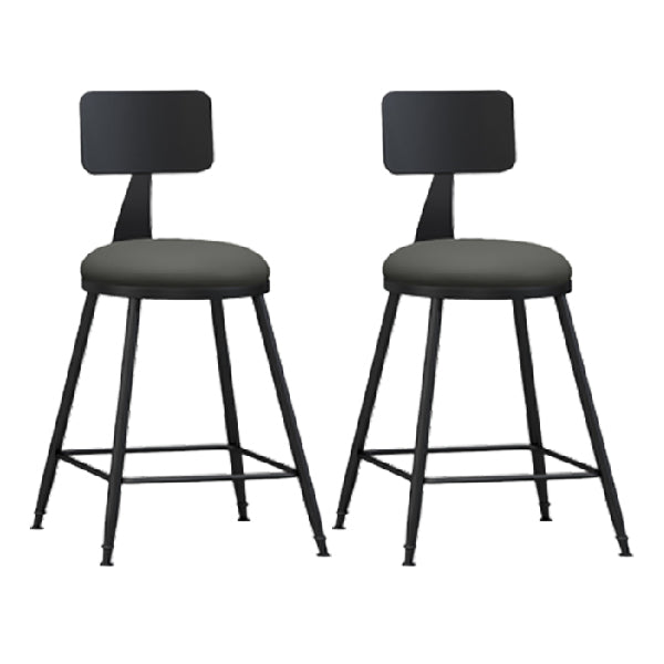 Industrial Armless Backrest Counter Stool Iron Dining Room Bar Stool with Pedal Grey 2 Piece Set Short Stool(22"H) Clearhalo 'Bar Furniture' 'Bar Stools' 'bar_stools' 'furn' 'furn_bar_stools' 'Furniture' 'Kitchen & Dining Furniture' 6076602