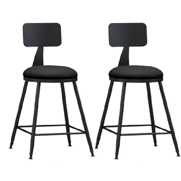 Industrial Armless Backrest Counter Stool Iron Dining Room Bar Stool with Pedal Black 2 Piece Set Short Stool(22"H) Clearhalo 'Bar Furniture' 'Bar Stools' 'bar_stools' 'furn' 'furn_bar_stools' 'Furniture' 'Kitchen & Dining Furniture' 6076603