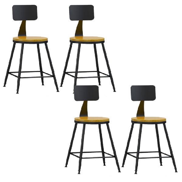 Industrial Armless Backrest Counter Stool Iron Dining Room Bar Stool with Pedal Natural 4 Piece Set Short Stool(22"H) Clearhalo 'Bar Furniture' 'Bar Stools' 'bar_stools' 'furn' 'furn_bar_stools' 'Furniture' 'Kitchen & Dining Furniture' 6076604