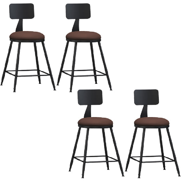 Industrial Armless Backrest Counter Stool Iron Dining Room Bar Stool with Pedal Brown 4 Piece Set Short Stool(22"H) Clearhalo 'Bar Furniture' 'Bar Stools' 'bar_stools' 'furn' 'furn_bar_stools' 'Furniture' 'Kitchen & Dining Furniture' 6076605