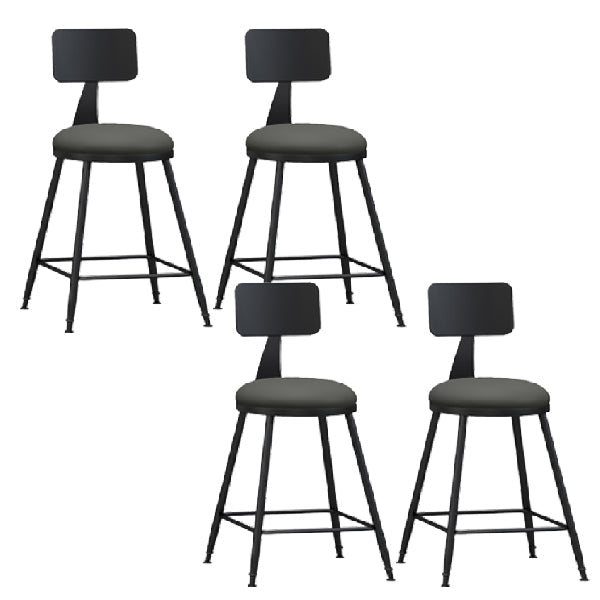 Industrial Armless Backrest Counter Stool Iron Dining Room Bar Stool with Pedal Grey 4 Piece Set Short Stool(22"H) Clearhalo 'Bar Furniture' 'Bar Stools' 'bar_stools' 'furn' 'furn_bar_stools' 'Furniture' 'Kitchen & Dining Furniture' 6076606