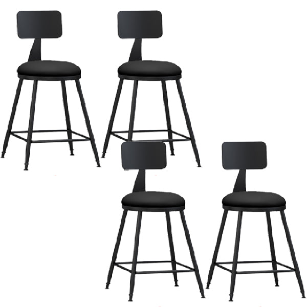 Industrial Armless Backrest Counter Stool Iron Dining Room Bar Stool with Pedal Black 4 Piece Set Short Stool(22"H) Clearhalo 'Bar Furniture' 'Bar Stools' 'bar_stools' 'furn' 'furn_bar_stools' 'Furniture' 'Kitchen & Dining Furniture' 6076607