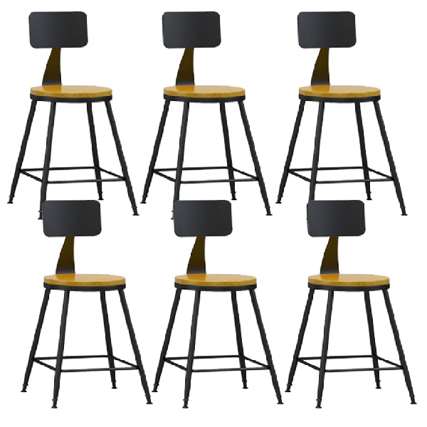 Industrial Armless Backrest Counter Stool Iron Dining Room Bar Stool with Pedal Natural 6 Piece Set Short Stool(22"H) Clearhalo 'Bar Furniture' 'Bar Stools' 'bar_stools' 'furn' 'furn_bar_stools' 'Furniture' 'Kitchen & Dining Furniture' 6076608