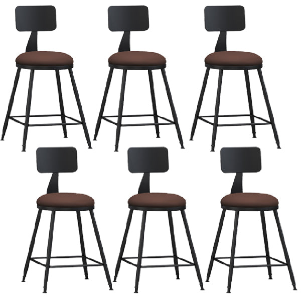 Industrial Armless Backrest Counter Stool Iron Dining Room Bar Stool with Pedal Brown 6 Piece Set Short Stool(22"H) Clearhalo 'Bar Furniture' 'Bar Stools' 'bar_stools' 'furn' 'furn_bar_stools' 'Furniture' 'Kitchen & Dining Furniture' 6076609