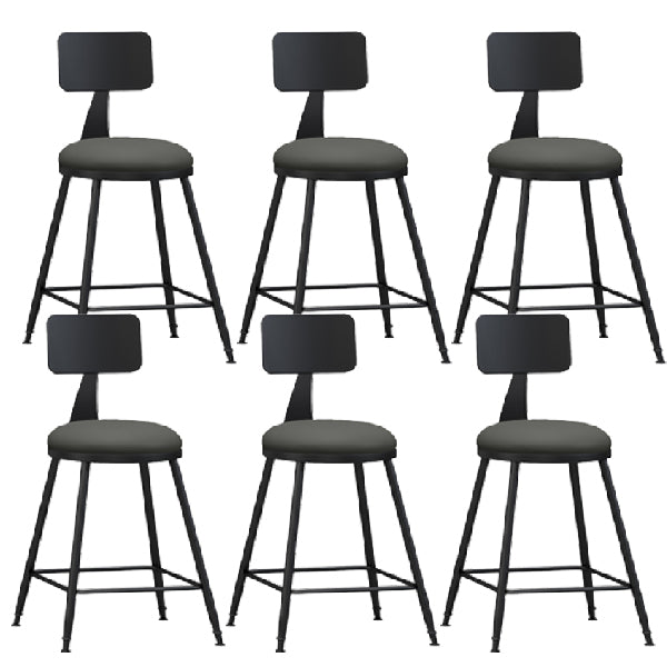 Industrial Armless Backrest Counter Stool Iron Dining Room Bar Stool with Pedal Grey 6 Piece Set Short Stool(22"H) Clearhalo 'Bar Furniture' 'Bar Stools' 'bar_stools' 'furn' 'furn_bar_stools' 'Furniture' 'Kitchen & Dining Furniture' 6076610