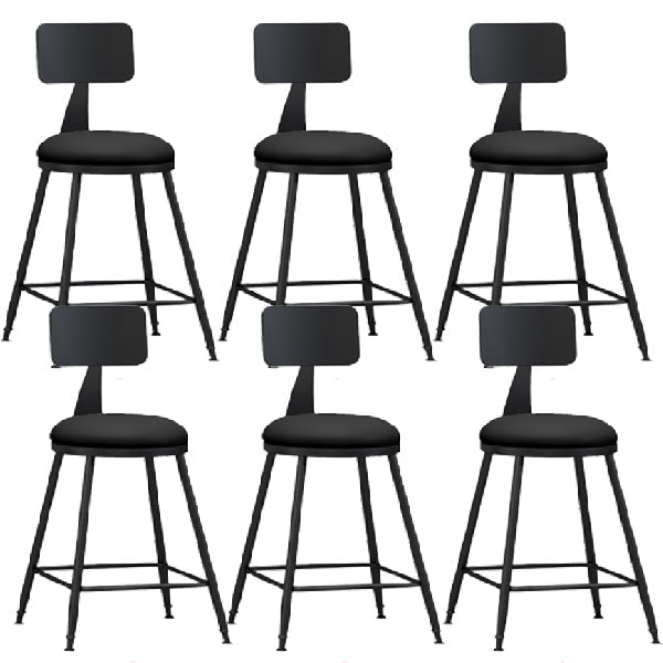 Industrial Armless Backrest Counter Stool Iron Dining Room Bar Stool with Pedal Black 6 Piece Set Short Stool(22"H) Clearhalo 'Bar Furniture' 'Bar Stools' 'bar_stools' 'furn' 'furn_bar_stools' 'Furniture' 'Kitchen & Dining Furniture' 6076611
