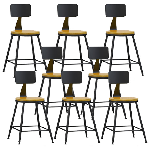 Industrial Armless Backrest Counter Stool Iron Dining Room Bar Stool with Pedal Natural 8 Piece Set Short Stool(22"H) Clearhalo 'Bar Furniture' 'Bar Stools' 'bar_stools' 'furn' 'furn_bar_stools' 'Furniture' 'Kitchen & Dining Furniture' 6076612