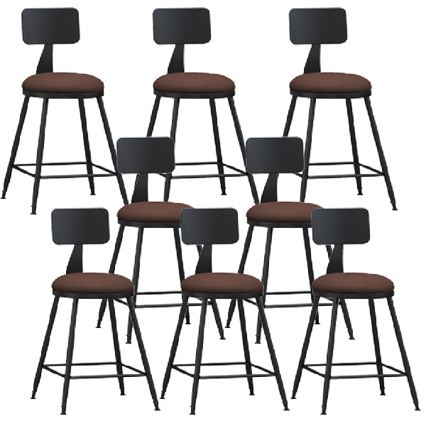 Industrial Armless Backrest Counter Stool Iron Dining Room Bar Stool with Pedal Brown 8 Piece Set Short Stool(22"H) Clearhalo 'Bar Furniture' 'Bar Stools' 'bar_stools' 'furn' 'furn_bar_stools' 'Furniture' 'Kitchen & Dining Furniture' 6076613