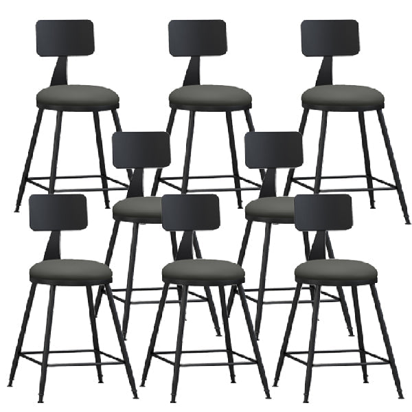 Industrial Armless Backrest Counter Stool Iron Dining Room Bar Stool with Pedal Grey 8 Piece Set Short Stool(22"H) Clearhalo 'Bar Furniture' 'Bar Stools' 'bar_stools' 'furn' 'furn_bar_stools' 'Furniture' 'Kitchen & Dining Furniture' 6076614