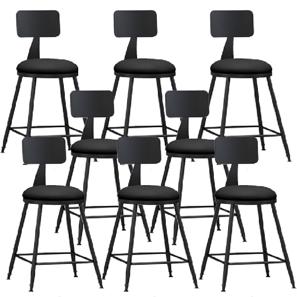 Industrial Armless Backrest Counter Stool Iron Dining Room Bar Stool with Pedal Black 8 Piece Set Short Stool(22"H) Clearhalo 'Bar Furniture' 'Bar Stools' 'bar_stools' 'furn' 'furn_bar_stools' 'Furniture' 'Kitchen & Dining Furniture' 6076615