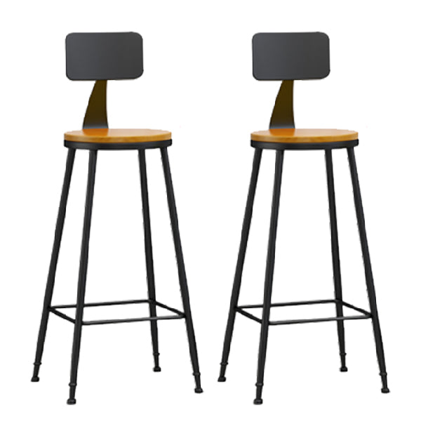 Industrial Armless Backrest Counter Stool Iron Dining Room Bar Stool with Pedal Natural 2 Piece Set Clearhalo 'Bar Furniture' 'Bar Stools' 'bar_stools' 'furn' 'furn_bar_stools' 'Furniture' 'Kitchen & Dining Furniture' 6076616