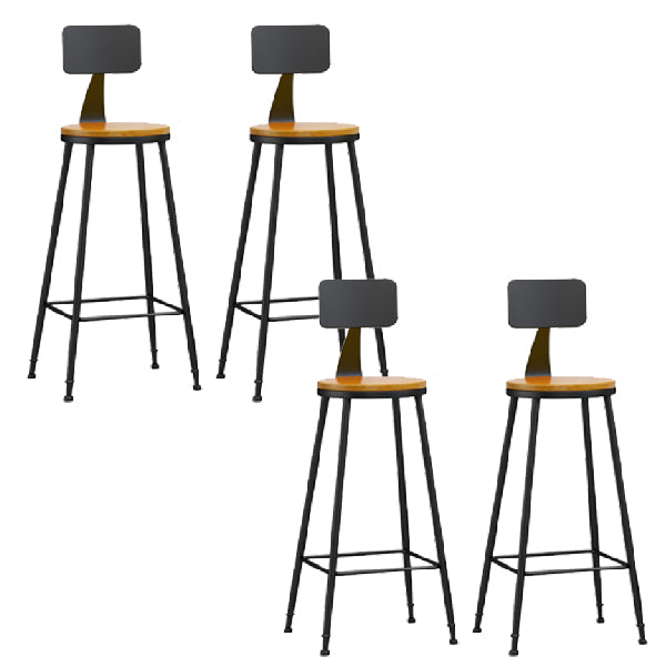 Industrial Armless Backrest Counter Stool Iron Dining Room Bar Stool with Pedal Natural 4 Piece Set Clearhalo 'Bar Furniture' 'Bar Stools' 'bar_stools' 'furn' 'furn_bar_stools' 'Furniture' 'Kitchen & Dining Furniture' 6076617