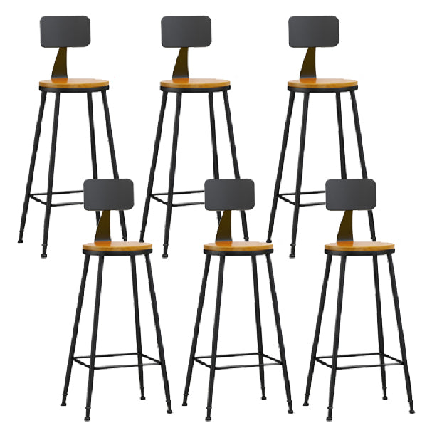 Industrial Armless Backrest Counter Stool Iron Dining Room Bar Stool with Pedal Natural 6 Piece Set Clearhalo 'Bar Furniture' 'Bar Stools' 'bar_stools' 'furn' 'furn_bar_stools' 'Furniture' 'Kitchen & Dining Furniture' 6076618