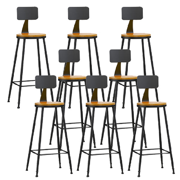 Industrial Armless Backrest Counter Stool Iron Dining Room Bar Stool with Pedal Natural 8 Piece Set Clearhalo 'Bar Furniture' 'Bar Stools' 'bar_stools' 'furn' 'furn_bar_stools' 'Furniture' 'Kitchen & Dining Furniture' 6076619