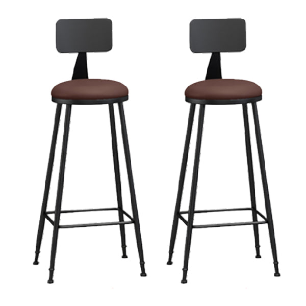 Industrial Armless Backrest Counter Stool Iron Dining Room Bar Stool with Pedal Brown 2 Piece Set Clearhalo 'Bar Furniture' 'Bar Stools' 'bar_stools' 'furn' 'furn_bar_stools' 'Furniture' 'Kitchen & Dining Furniture' 6076620