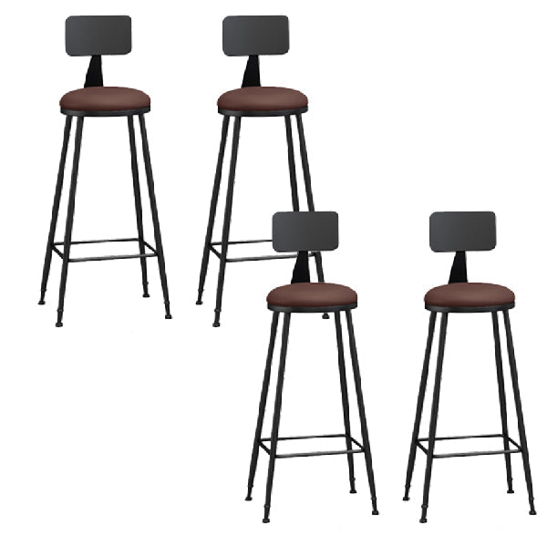 Industrial Armless Backrest Counter Stool Iron Dining Room Bar Stool with Pedal Brown 4 Piece Set Clearhalo 'Bar Furniture' 'Bar Stools' 'bar_stools' 'furn' 'furn_bar_stools' 'Furniture' 'Kitchen & Dining Furniture' 6076621