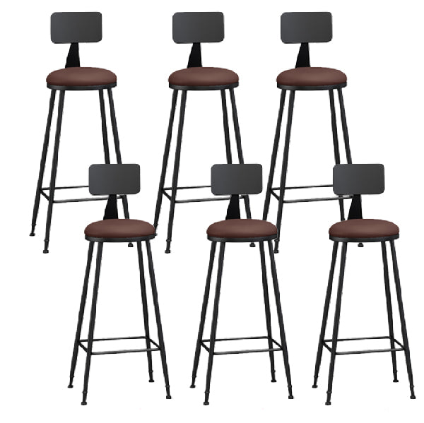 Industrial Armless Backrest Counter Stool Iron Dining Room Bar Stool with Pedal Brown 6 Piece Set Clearhalo 'Bar Furniture' 'Bar Stools' 'bar_stools' 'furn' 'furn_bar_stools' 'Furniture' 'Kitchen & Dining Furniture' 6076622