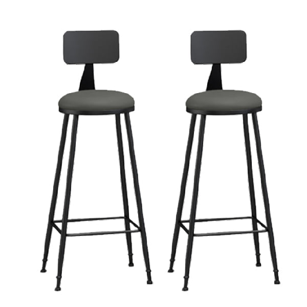 Industrial Armless Backrest Counter Stool Iron Dining Room Bar Stool with Pedal Grey 2 Piece Set Clearhalo 'Bar Furniture' 'Bar Stools' 'bar_stools' 'furn' 'furn_bar_stools' 'Furniture' 'Kitchen & Dining Furniture' 6076623