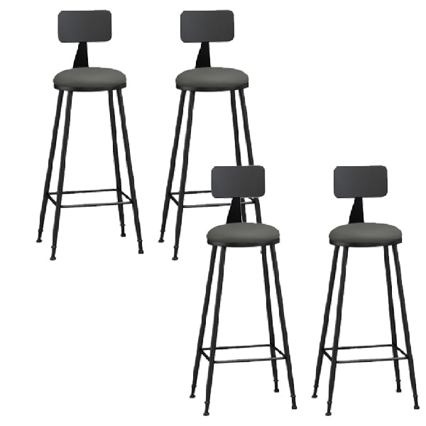 Industrial Armless Backrest Counter Stool Iron Dining Room Bar Stool with Pedal Grey 4 Piece Set Clearhalo 'Bar Furniture' 'Bar Stools' 'bar_stools' 'furn' 'furn_bar_stools' 'Furniture' 'Kitchen & Dining Furniture' 6076624