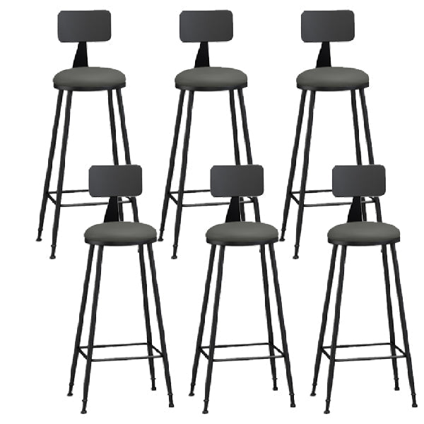 Industrial Armless Backrest Counter Stool Iron Dining Room Bar Stool with Pedal Grey 6 Piece Set Clearhalo 'Bar Furniture' 'Bar Stools' 'bar_stools' 'furn' 'furn_bar_stools' 'Furniture' 'Kitchen & Dining Furniture' 6076625