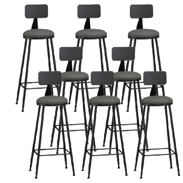 Industrial Armless Backrest Counter Stool Iron Dining Room Bar Stool with Pedal Grey 8 Piece Set Clearhalo 'Bar Furniture' 'Bar Stools' 'bar_stools' 'furn' 'furn_bar_stools' 'Furniture' 'Kitchen & Dining Furniture' 6076626