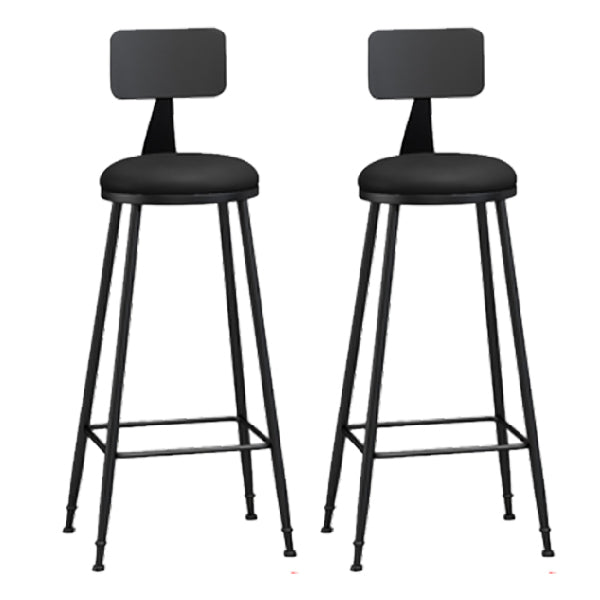 Industrial Armless Backrest Counter Stool Iron Dining Room Bar Stool with Pedal Black 2 Piece Set Clearhalo 'Bar Furniture' 'Bar Stools' 'bar_stools' 'furn' 'furn_bar_stools' 'Furniture' 'Kitchen & Dining Furniture' 6076627