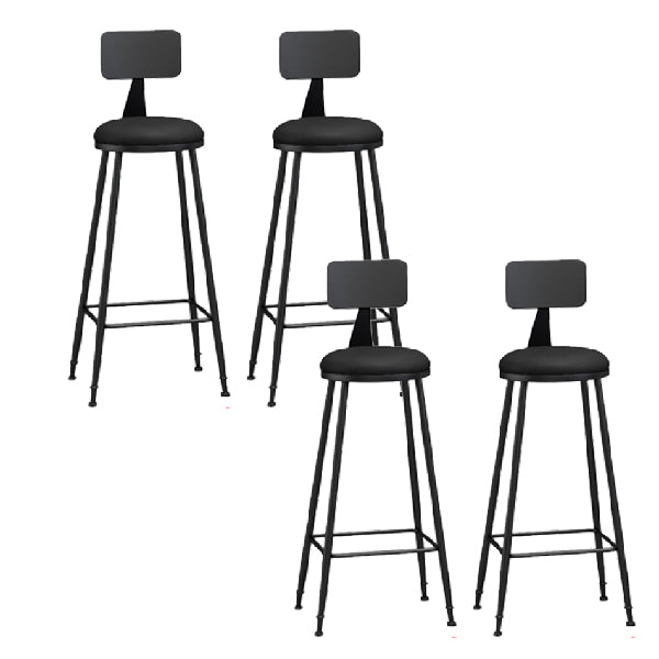 Industrial Armless Backrest Counter Stool Iron Dining Room Bar Stool with Pedal Black 4 Piece Set Clearhalo 'Bar Furniture' 'Bar Stools' 'bar_stools' 'furn' 'furn_bar_stools' 'Furniture' 'Kitchen & Dining Furniture' 6076628