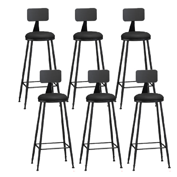 Industrial Armless Backrest Counter Stool Iron Dining Room Bar Stool with Pedal Black 6 Piece Set Clearhalo 'Bar Furniture' 'Bar Stools' 'bar_stools' 'furn' 'furn_bar_stools' 'Furniture' 'Kitchen & Dining Furniture' 6076629