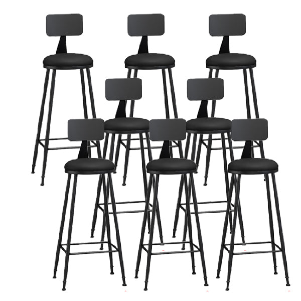 Industrial Armless Backrest Counter Stool Iron Dining Room Bar Stool with Pedal Black 8 Piece Set Clearhalo 'Bar Furniture' 'Bar Stools' 'bar_stools' 'furn' 'furn_bar_stools' 'Furniture' 'Kitchen & Dining Furniture' 6076630