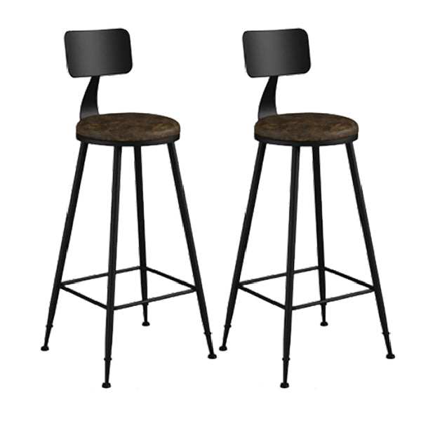 Industrial Armless Backrest Counter Stool Iron Dining Room Bar Stool with Pedal Tan 2 Piece Set Bar Stool(30"H) Clearhalo 'Bar Furniture' 'Bar Stools' 'bar_stools' 'furn' 'furn_bar_stools' 'Furniture' 'Kitchen & Dining Furniture' 6076631