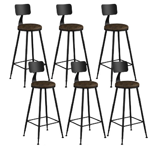 Industrial Armless Backrest Counter Stool Iron Dining Room Bar Stool with Pedal Tan 6 Piece Set Bar Stool(30"H) Clearhalo 'Bar Furniture' 'Bar Stools' 'bar_stools' 'furn' 'furn_bar_stools' 'Furniture' 'Kitchen & Dining Furniture' 6076633