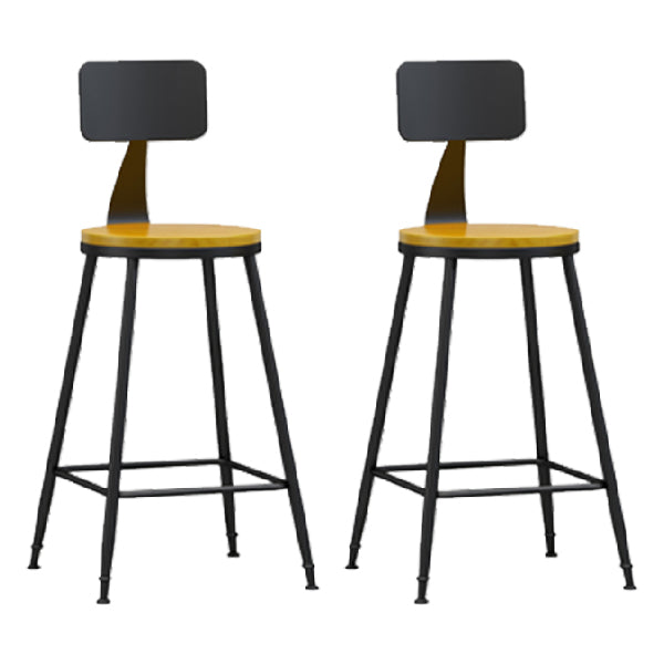 Industrial Armless Backrest Counter Stool Iron Dining Room Bar Stool with Pedal Natural 2 Piece Set Counter Stool(26"H) Clearhalo 'Bar Furniture' 'Bar Stools' 'bar_stools' 'furn' 'furn_bar_stools' 'Furniture' 'Kitchen & Dining Furniture' 6076635