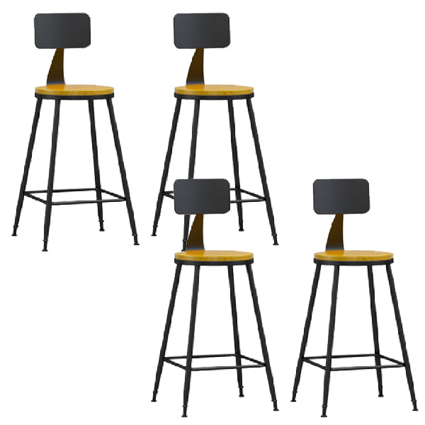 Industrial Armless Backrest Counter Stool Iron Dining Room Bar Stool with Pedal Natural 4 Piece Set Counter Stool(26"H) Clearhalo 'Bar Furniture' 'Bar Stools' 'bar_stools' 'furn' 'furn_bar_stools' 'Furniture' 'Kitchen & Dining Furniture' 6076636